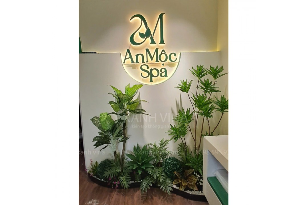 Thi công tiểu cảnh cây giả cho Spa An Mộc