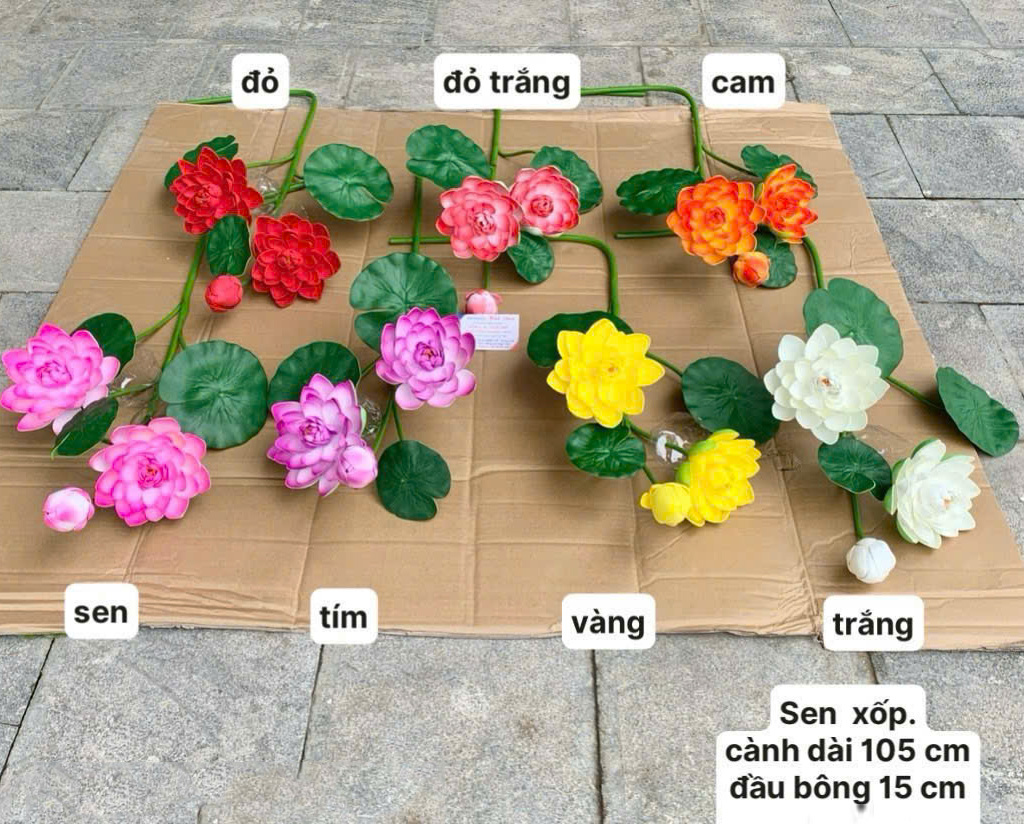 cành hoa sen xốp giả trang trí