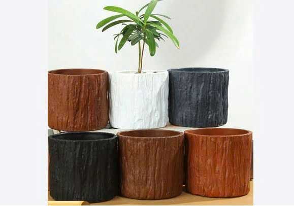chậu gốm sứ giả gỗ