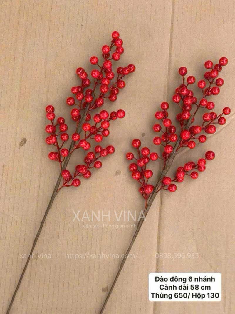 cành đào đông giả 60cm_ 6 nhánh