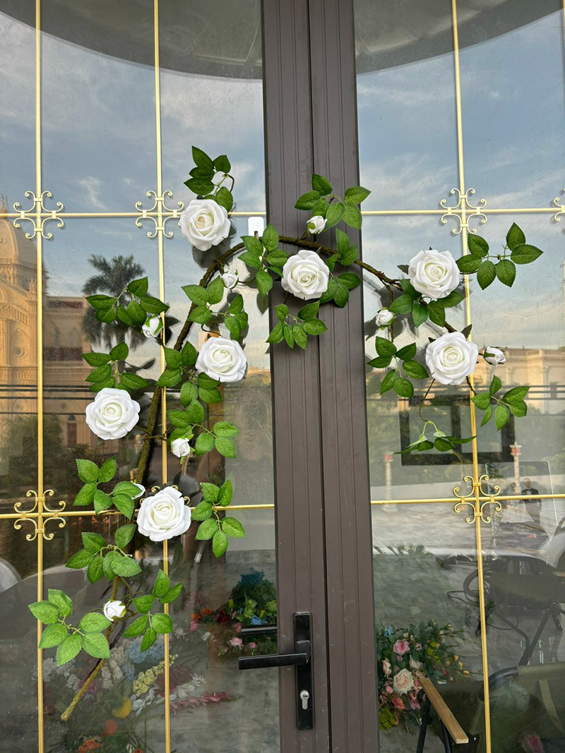  Dây hoa hồng leo giả KT 150cm_ màu trắng
