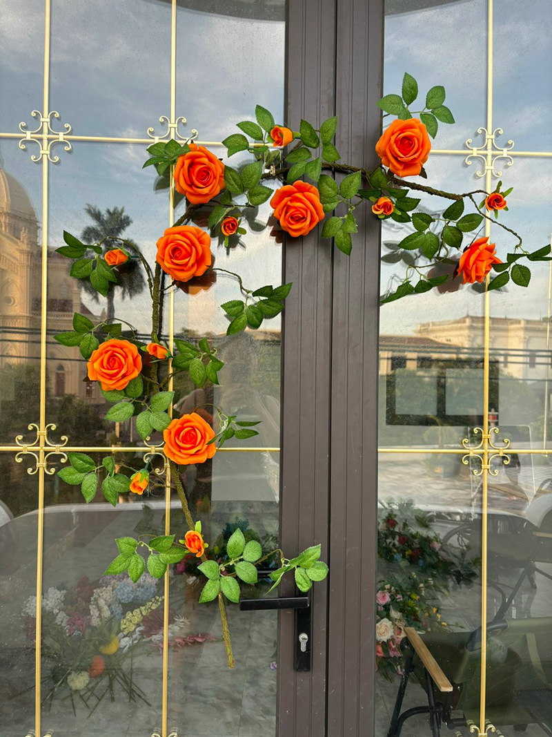  Dây hoa hồng leo giả KT 150cm_ màu cam