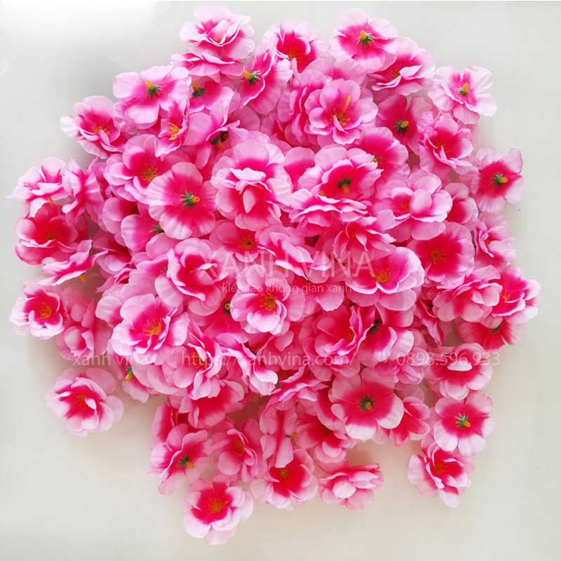 Bông hoa đào giả làm từ vải lụa