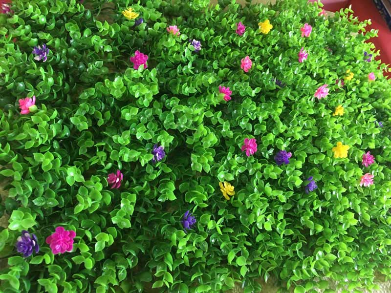 Thảm cỏ treo tường có hoa nhí - Cỏ tai chuột giả 60 x 40cm